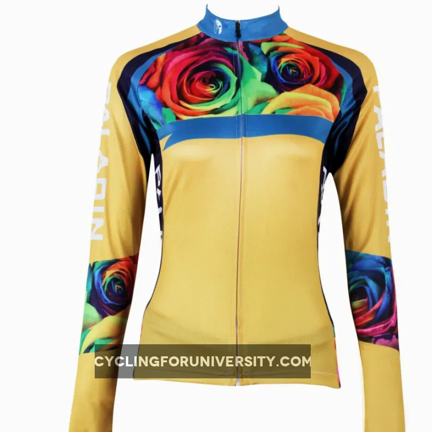 Ilpaladino Romantic Roses Women's Long-Sleeve/Short-sleeve Cycling Jersey/Suit Spring Autumn Exercise Bicycling Pro Cycle Clothing Racing Apparel Outdoor Sports Leisure Biking Shirts Breathable Sports Clothes NO.223