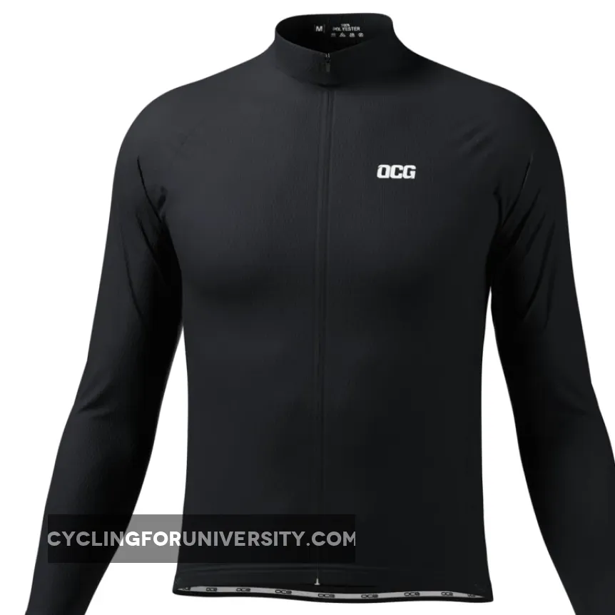 Men's Plain Color Block Long Sleeve Cycling Jersey, Plain White Jersey