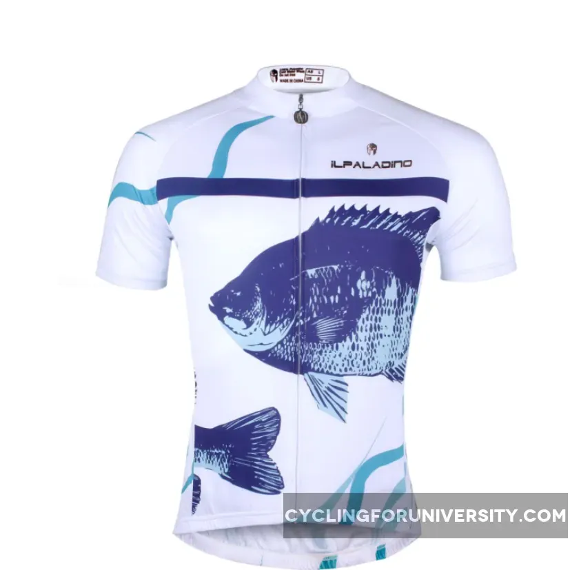 ILPALADINO Men's Cycling Apparel Fish White Bike Shirt for Summer Comfortable Cycling Jersey Exercise Bicycling Pro Cycle Clothing Racing Apparel Outdoor Sports Leisure Biking Shirts NO.744
