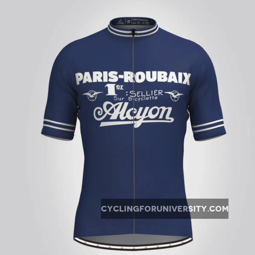Retro Paris Roubaix Men's Cycling Jersey Blue Brand New