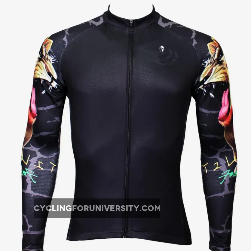 Gipsy Lion Cool Graphic Arm Print Men's Cycling Long-sleeve Black Jerseys NO.375