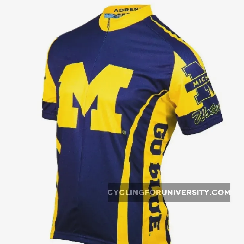 University of Michigan College 3/4 zip Men's Short Sleeve Cycling Jersey / Michigan Bike Jersey