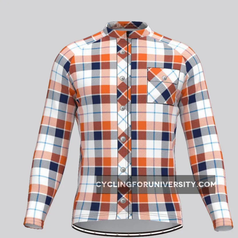Plaid Checkered Shirt V13 Men's LS Cycling Jersey Outlet