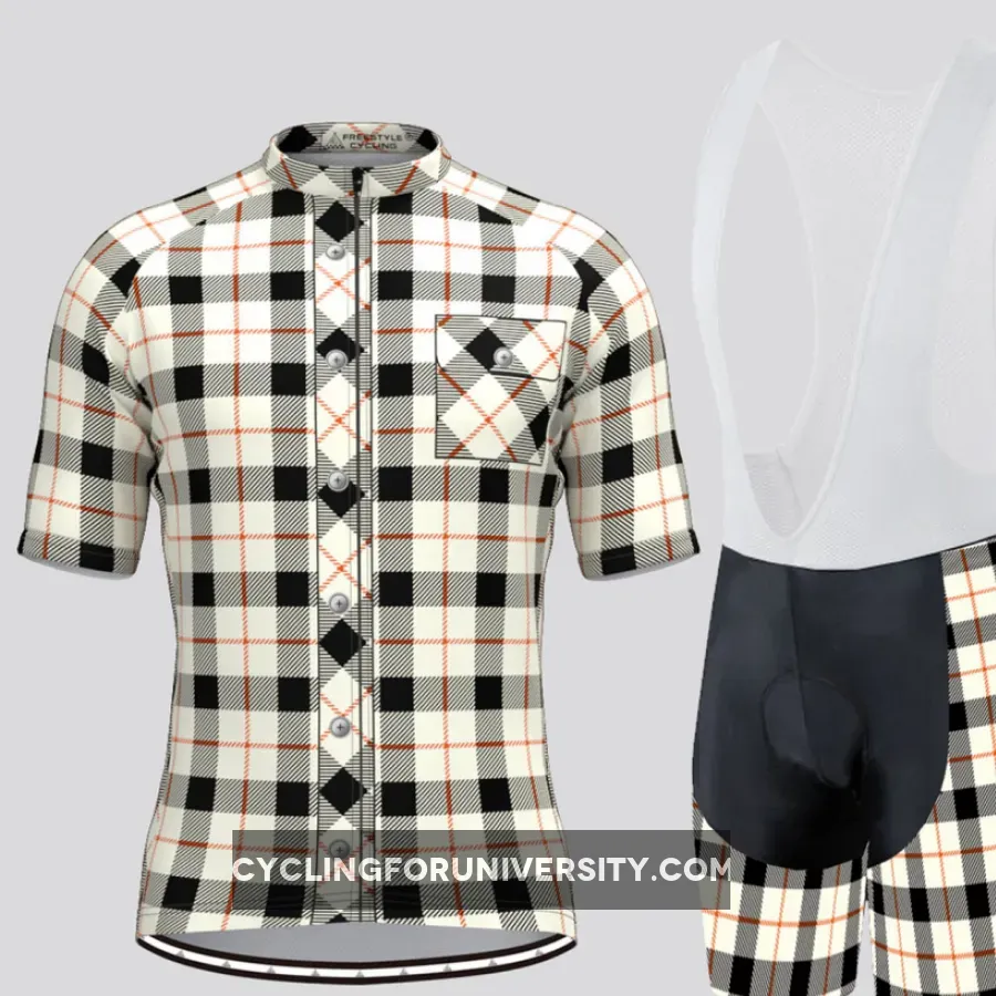 Plaid Checkered Shirt V3 Men's Cycling Kit White For Sale