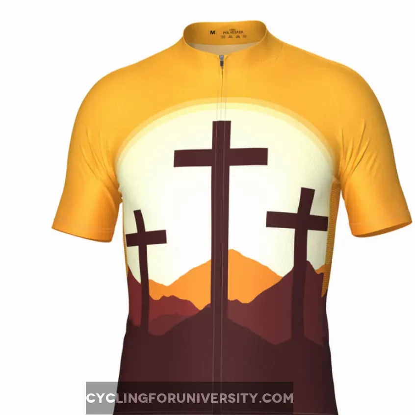 Men's Three Cross Christian Faith Short Sleeve Cycling Jersey / Christian Cycling Jersey