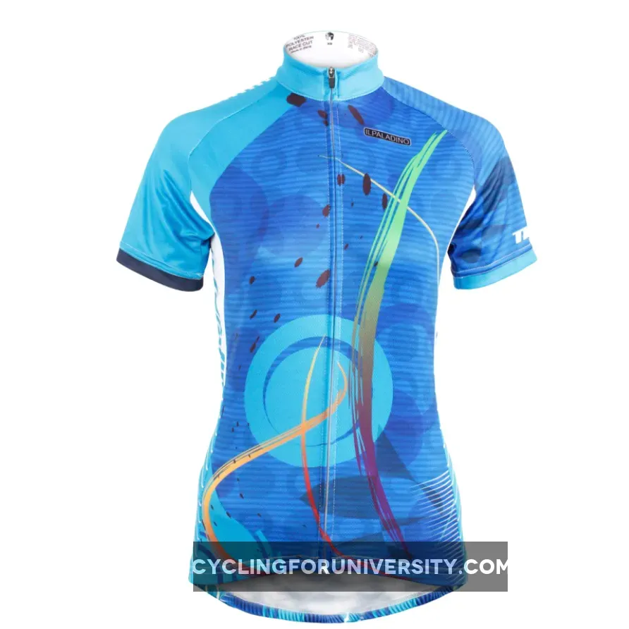 Ilpaladino Blue Patterned Women's Summer Quick Dry Short-Sleeve Cycling Jersey Biking Shirts Breathable Apparel Outdoor Sports Gear Clothes NO.593