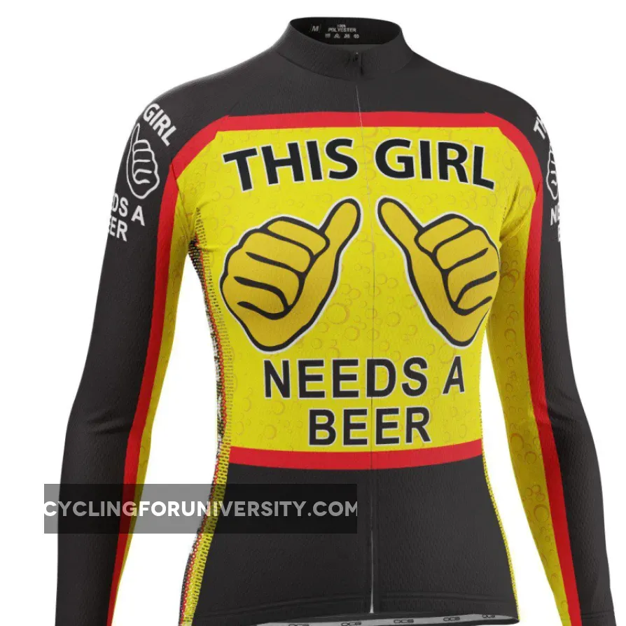 Women's This Girl Needs a Beer Long Sleeve Cycling Jersey