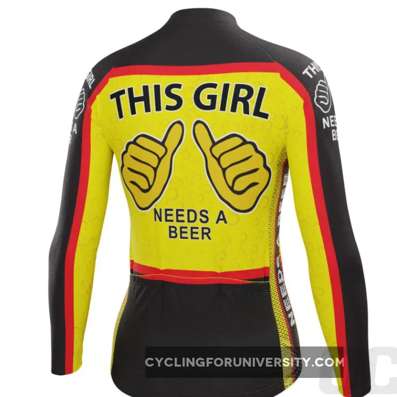 Women's This Girl Needs a Beer Long Sleeve Cycling Jersey