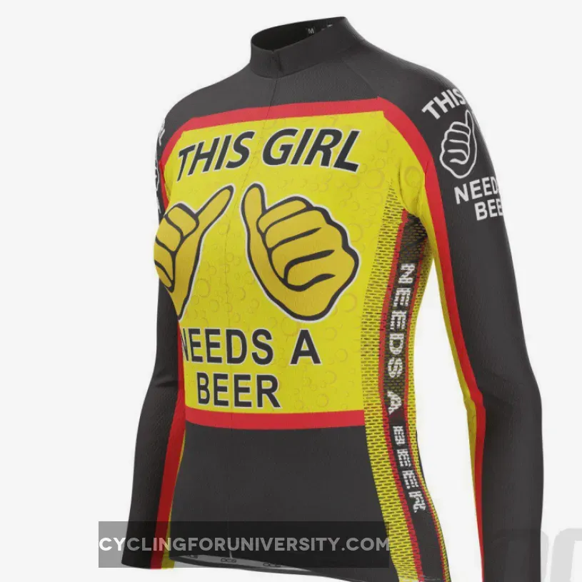Women's This Girl Needs a Beer Long Sleeve Cycling Jersey