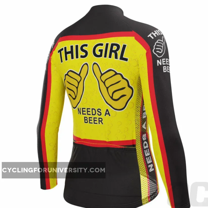 Women's This Girl Needs a Beer Long Sleeve Cycling Jersey