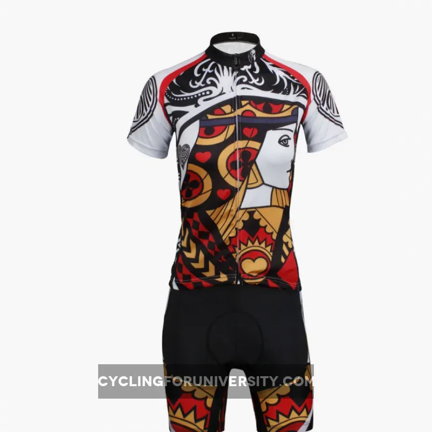 ILPALADINO Playing Cards Poker Face Heart Queen Women's Long Sleeves Cycling Jerseys Bike Shirt Outdoor Sports Gear Leisure Biking T-shirt Sports Clothes Face Cards Court Cards NO.641