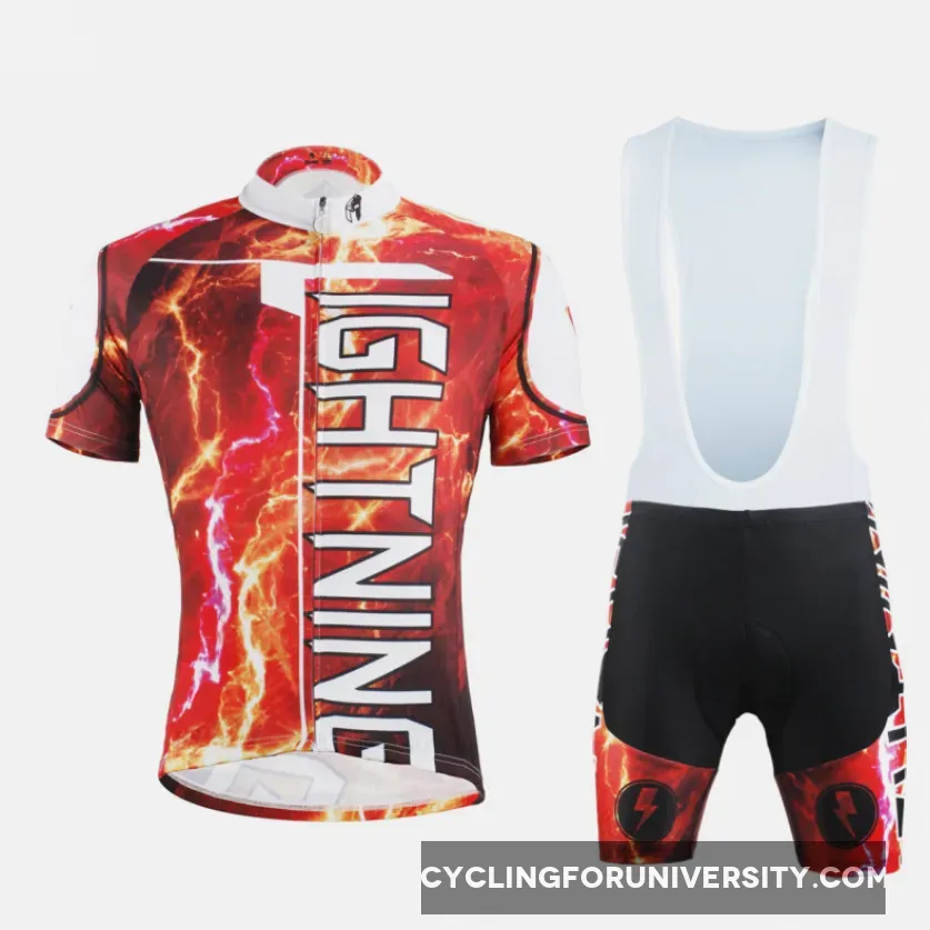 Ilpaladino Thunderstorm Flashing Lightning Storm Natural Phenomenon Red Cycling Short-sleeve Suit /Jersey Exercise Bicycling Pro Cycle Clothing Racing Apparel Outdoor Sports Leisure Biking Shirts Team Kit NO.624