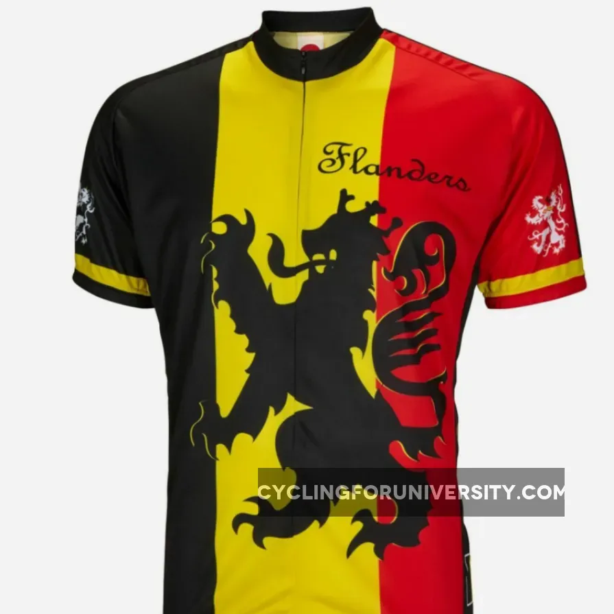 Lion of Flanders crest Short sleeve 19' zip men's cycling jersey #Lion Cycling Jersey