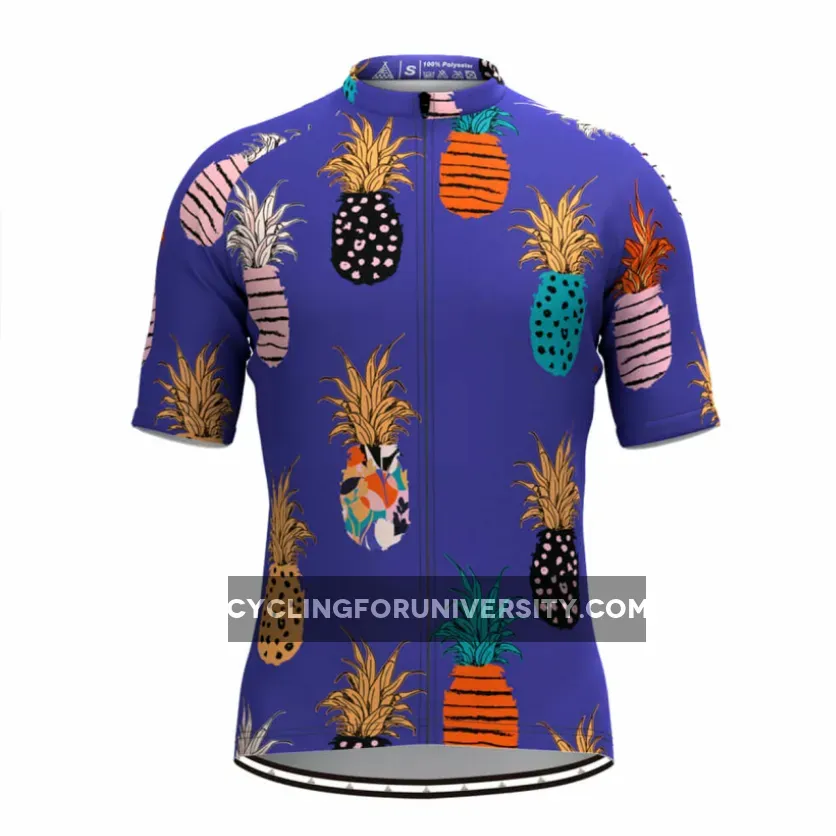 Men's Multicolor Pineapple Print Cycling Jersey Purple