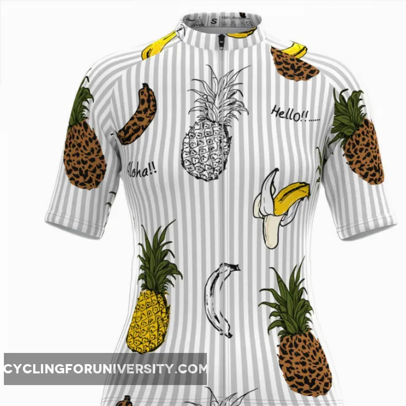 Women's Aloha Fruit Print Stripe Hawaiian Cycling Jersey