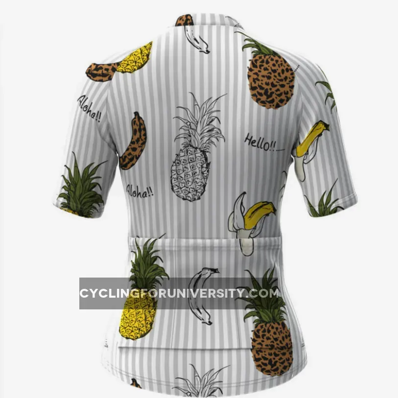 Women's Aloha Fruit Print Stripe Hawaiian Cycling Jersey