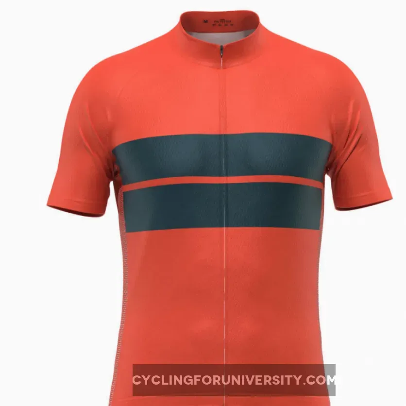 Men's Retro Two-Stripe Orange Short Sleeve Cycling Jersey, Orange Cycling Jersey