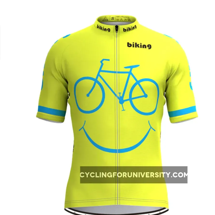 Bicycle Smile Emoji Men's Cycling Jersey Yellow Outlet