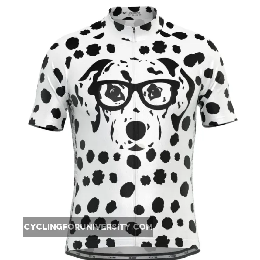 Men's Dalmatian Dog Short Sleeve Cycling Jersey Black Dog Cycling Jersey