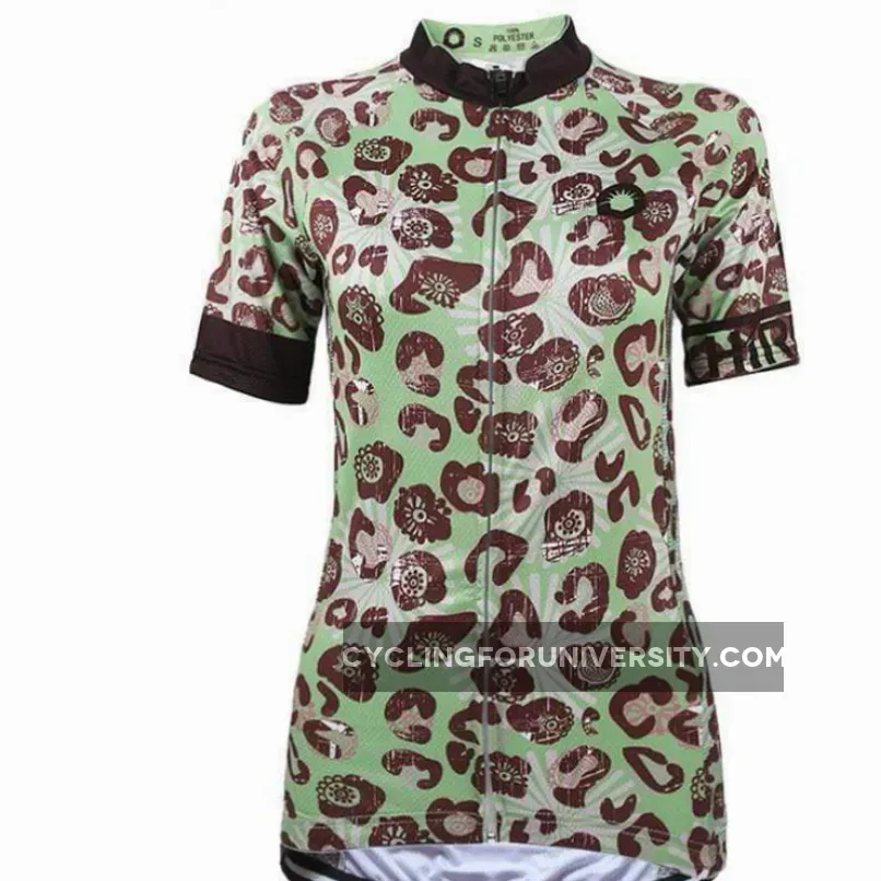 Women's Leopard Skin Green Cycling Jersey Brand New