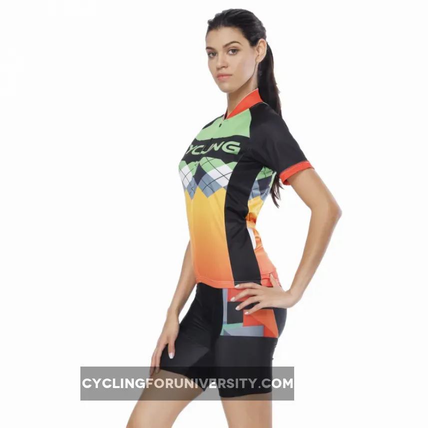 Orange Green Splicing Women's Cycling Short-sleeve Bike Jersey/Kit T-shirt Summer Spring Road Bike Wear Mountain Bike MTB Clothes Sports Apparel Top / Suit NO. 787