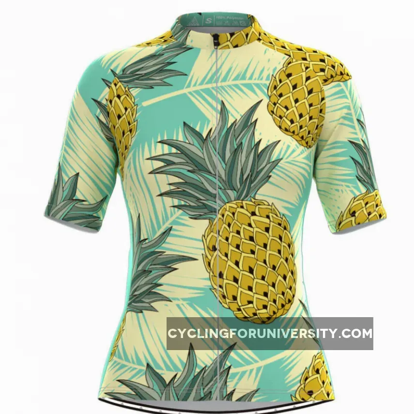 Women's Fruit Print Aloha Hawaiian Jersey - Pineapple