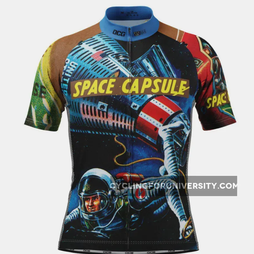 Men's Space Capsule Retro Short Sleeve Cycling Jersey