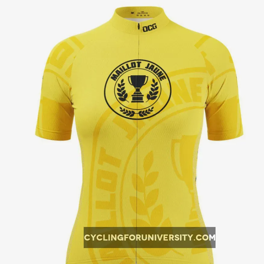 Women's Yellow Leaders Maillot Jaune Short Sleeve Cycling Jersey