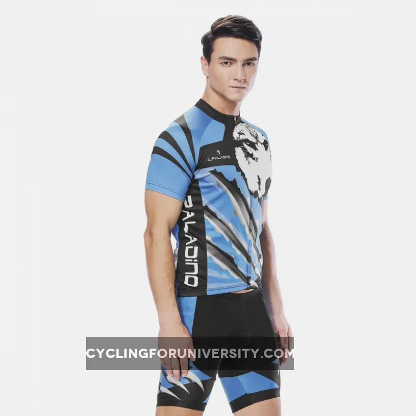 Wolverine Wolf Blue Men's Cycling Short-sleeve Jersey/Suit Exercise Bicycling Pro Cycle Clothing Racing Apparel Outdoor Sports Leisure Biking Shirts Team Summer Kit NO. 811