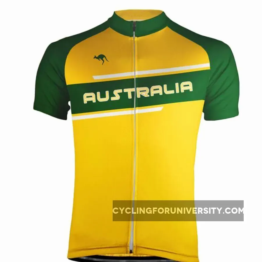 Australia Green Gold Stripe Men's Cycling Jersey For Sale