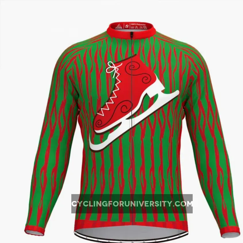 Ugly Christmas Sweater Themed LS Cycling Jersey-Skates