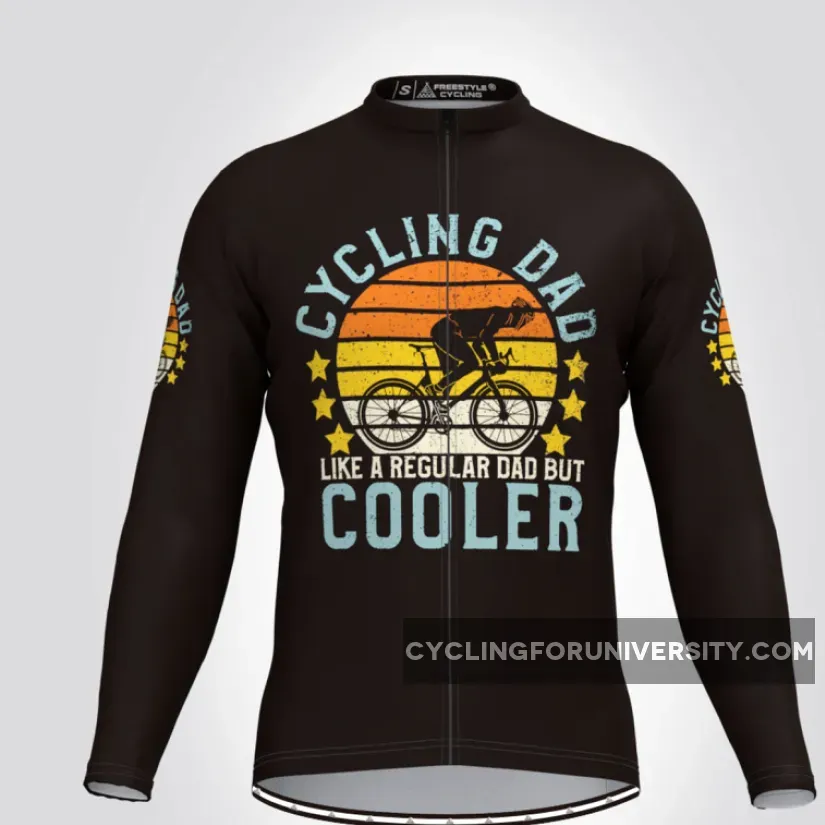 Cycling Dad Cooler Vintage Men's LS Cycling Jersey -Black