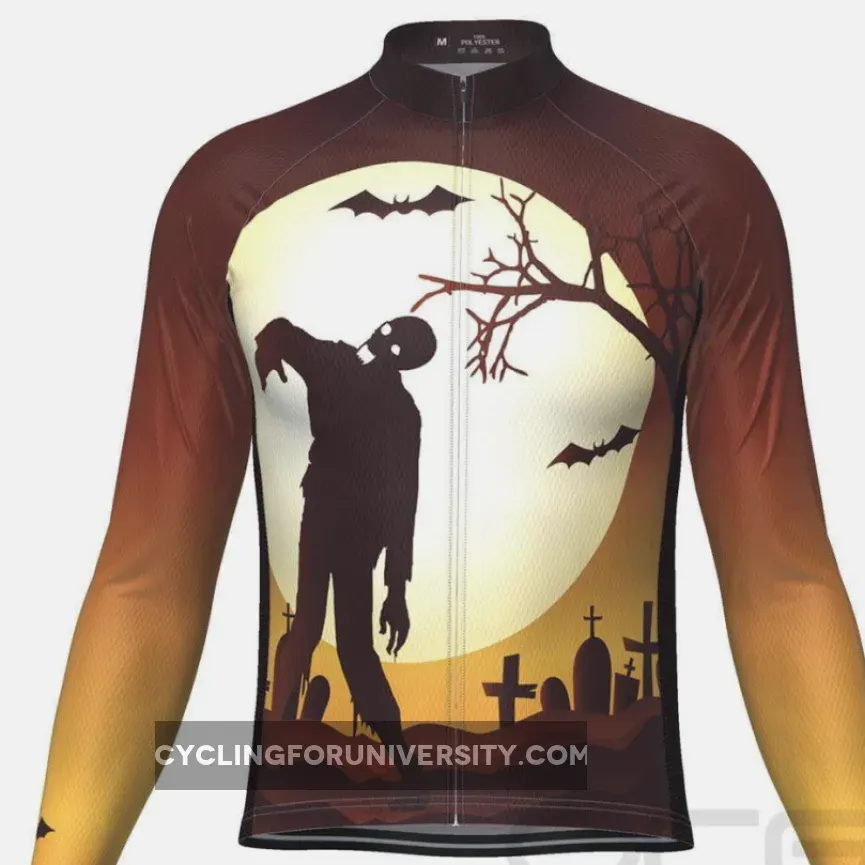 Men's Zombie Graveyard Long Sleeve Cycling Jersey Zombie Jersey
