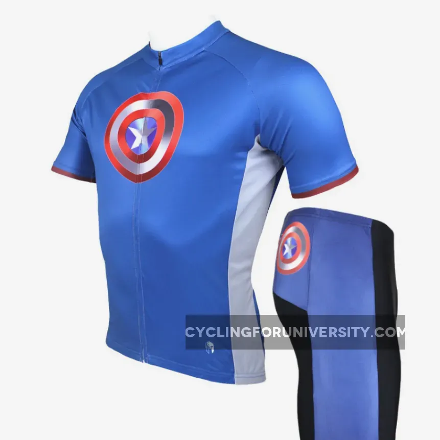 Marvel Comics Hero Short/Long-sleeve Cycling Jersey T-shirt Summer Spring Autumn Clothes Apparel Outdoor Sports Gear Leisure Biking Sportswear Captain American NO.040