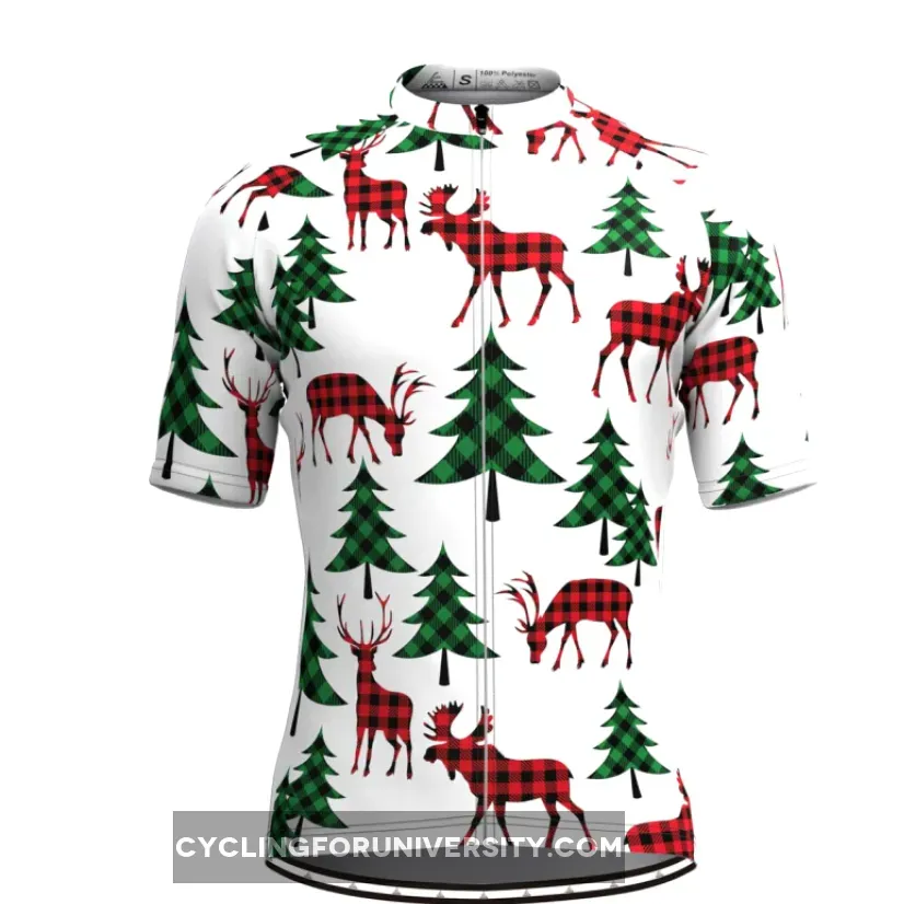 Check Shirt Themed Christmas Elk Tree Cycling Jersey Online