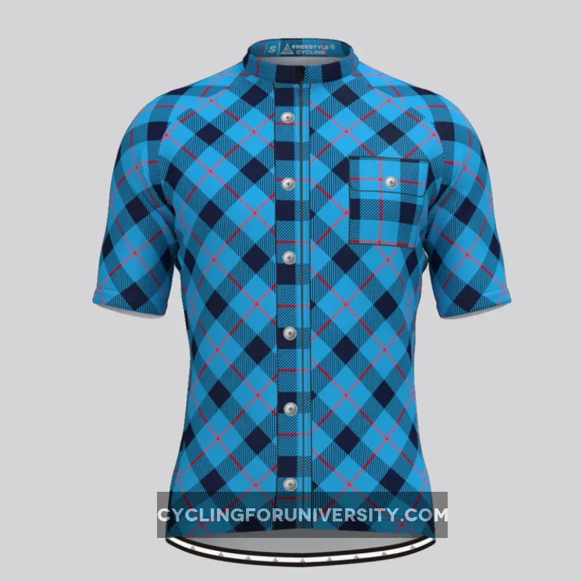 Plaid Checkered Shirt V10 Men's Cycling Jersey Outlet
