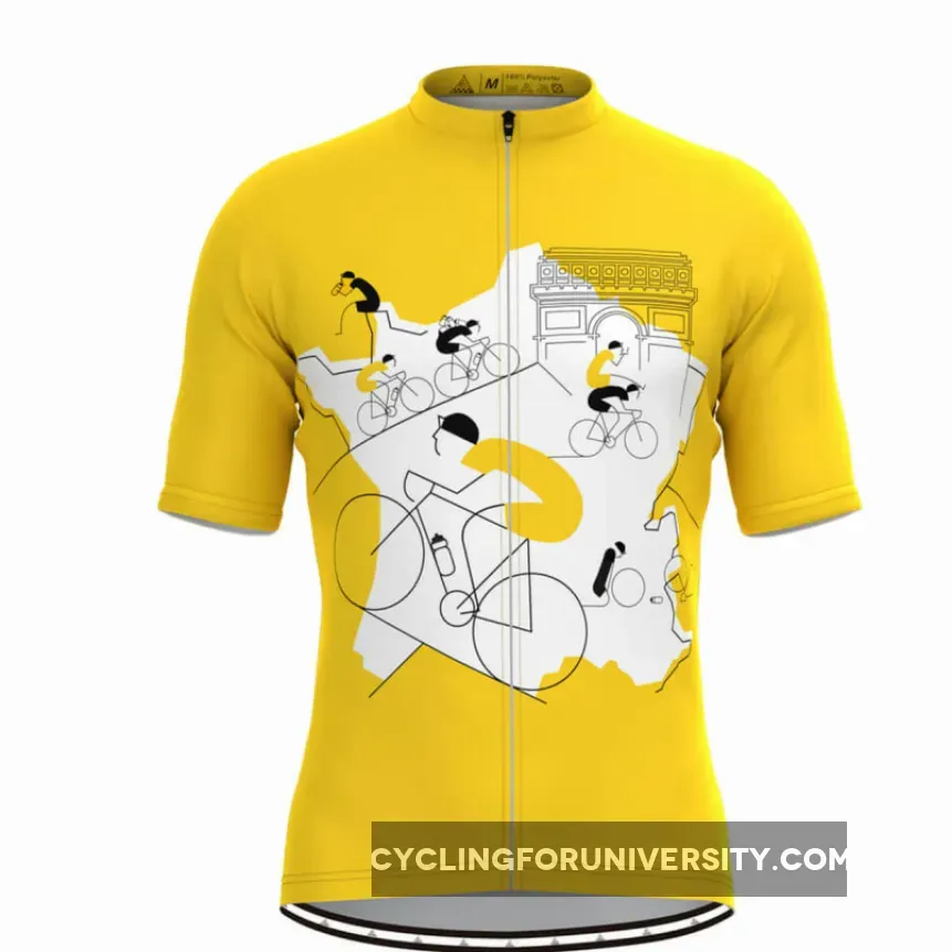 Men's Tour De France Classic Color Jersey Yellow Brand New