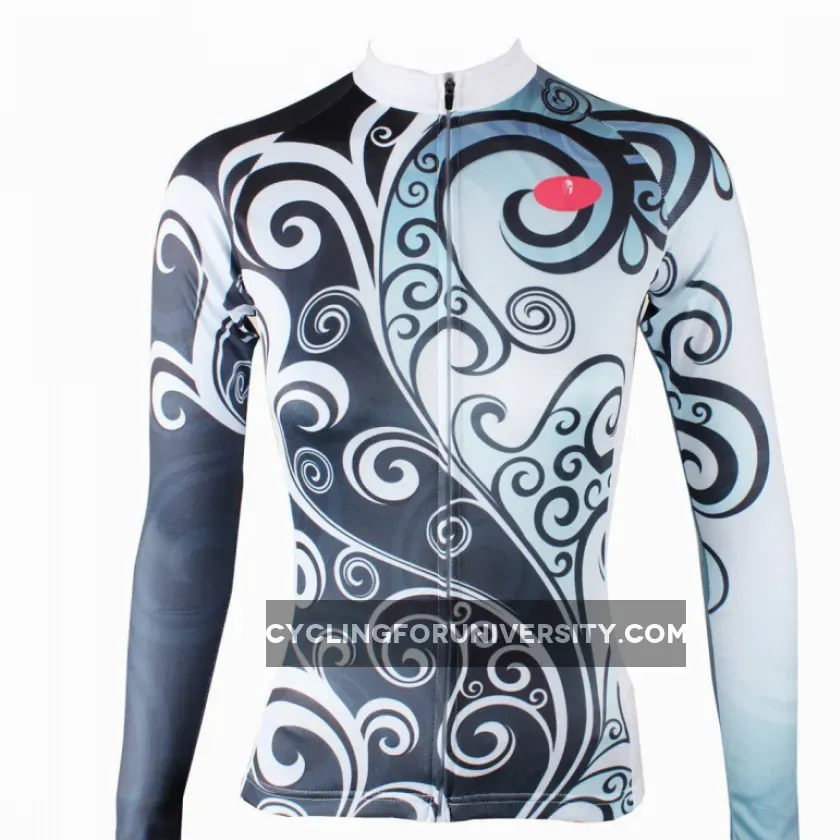 Flowers Grey Blue Elegant Cycling Clothing Woman's Cycling long-sleeve Jersey/Suit 324