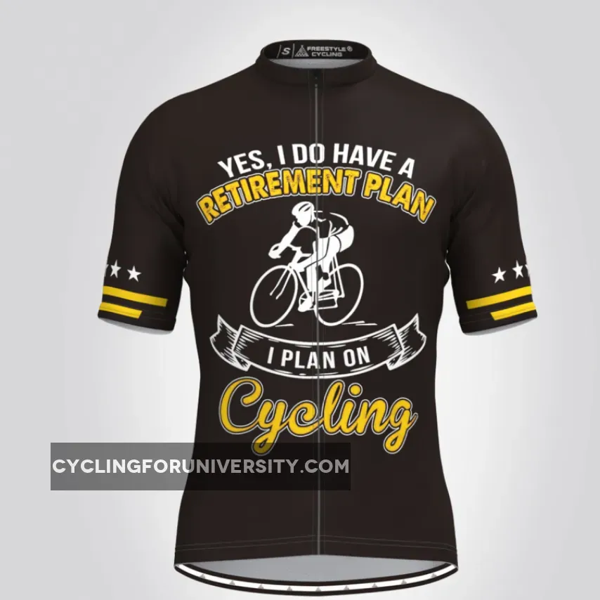 I Plan On Cycling Vintage Men's Cycling Jersey-Yellow/Black