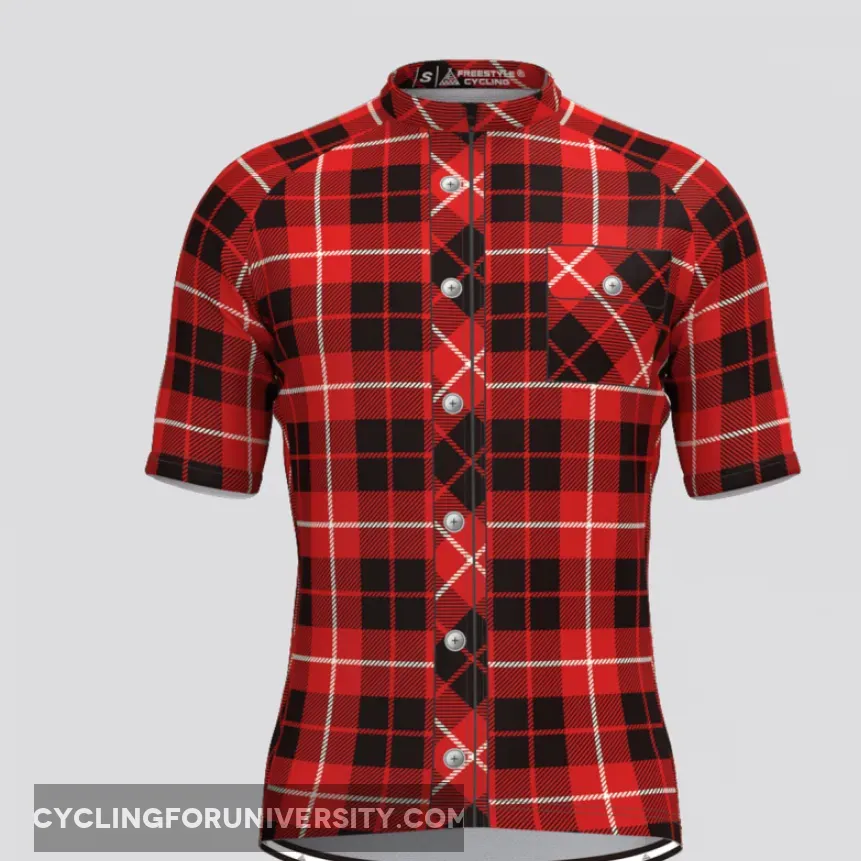 Plaid Checkered Shirt V5 Men's Cycling Jersey Outlet