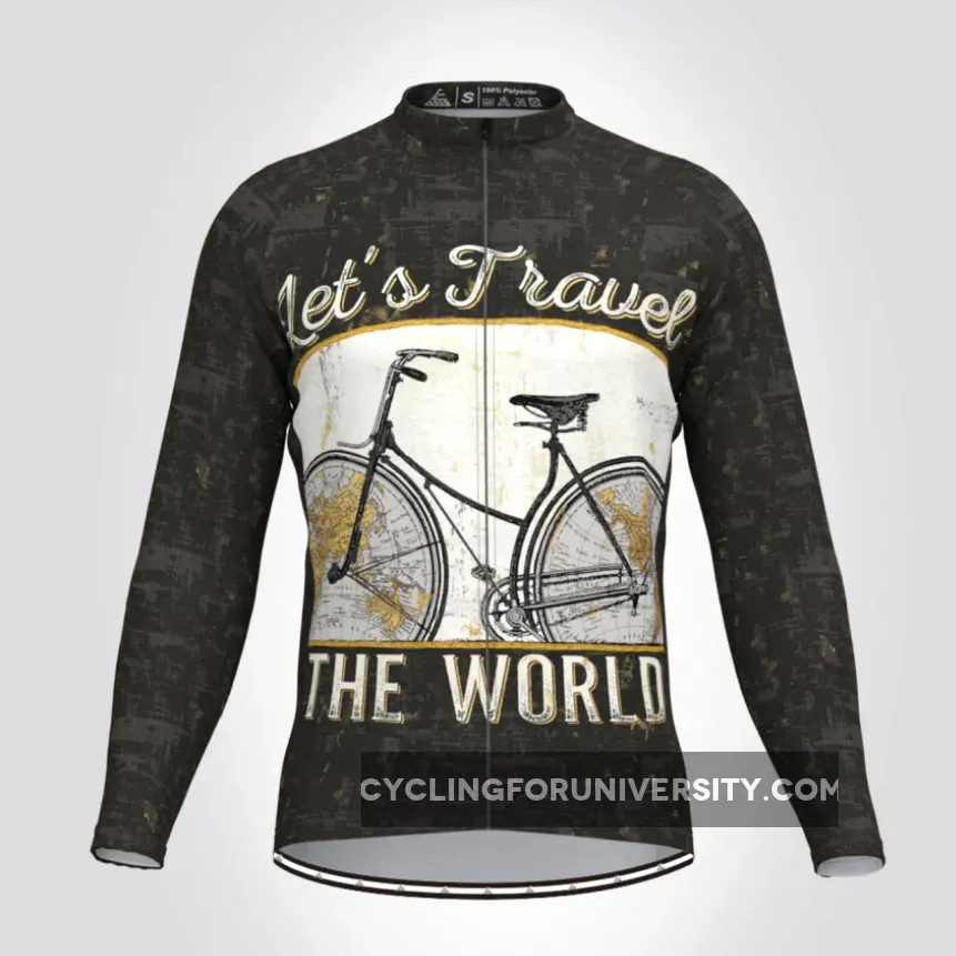 Let's Travel The World LS Ycling Jersey Black To Buy
