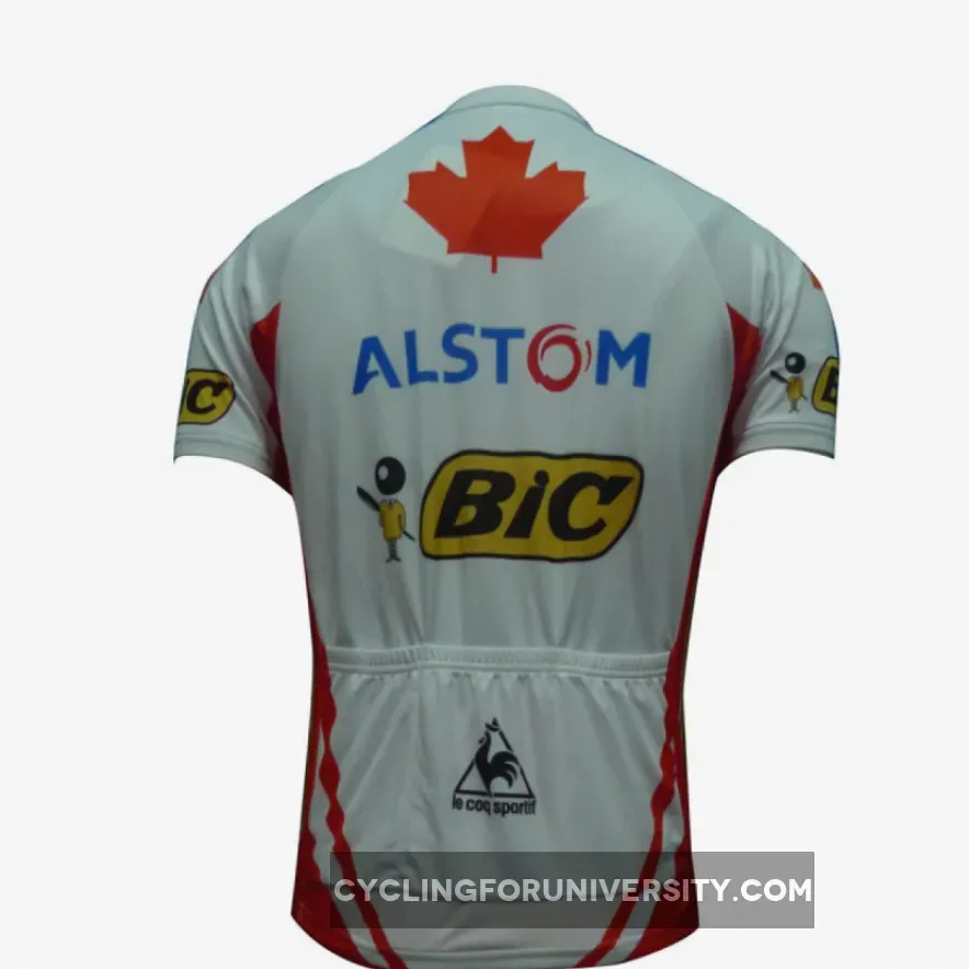 2012 Alstom Bic Cycling Short Sleeve Jersey Red White Edtion