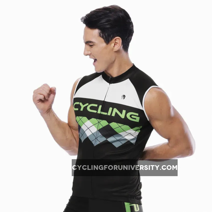 Green Black Mesh Splicing Men's Cycling Sleeveless Bike Jersey T-shirt Summer Spring Road Bike Wear Mountain Bike MTB Clothes Sports Apparel Top NO. 814