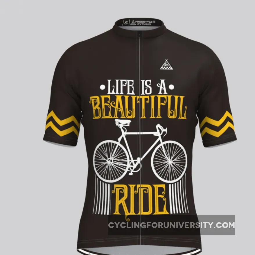 Life Is A Beautiful Ride V2 Cycling Jersey Black/Yellow