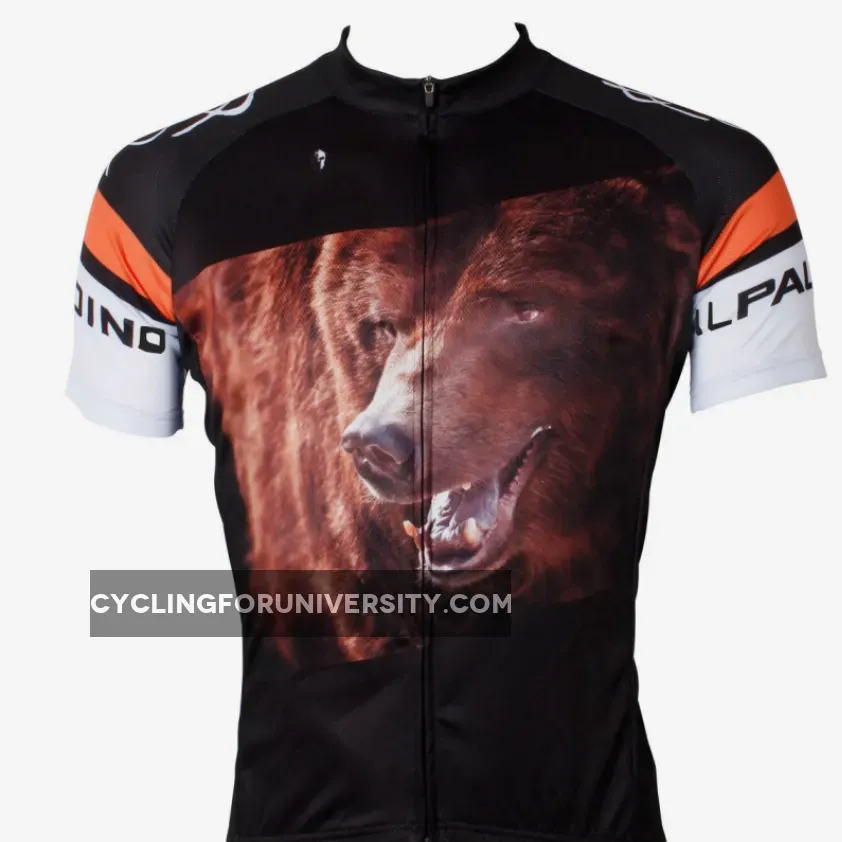 ILPALADINO Animal Brown Bear Nature Men's Professional MTB Cycling Jersey Breathable and Quick Dry Comfortable Bike Shirt for Summer NO.551