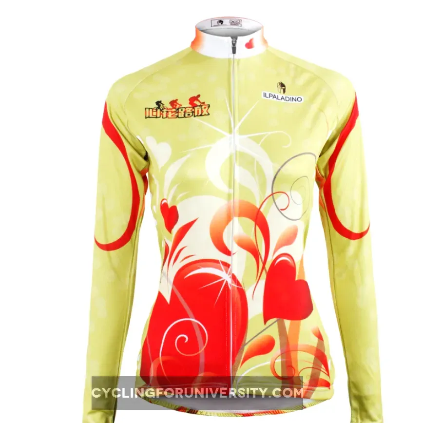 Ilpaladino Red-heart Woman's Cycling Long-sleeve Jersey Spring Autumn Sportswear Apparel Outdoor Sports Gear NO.595