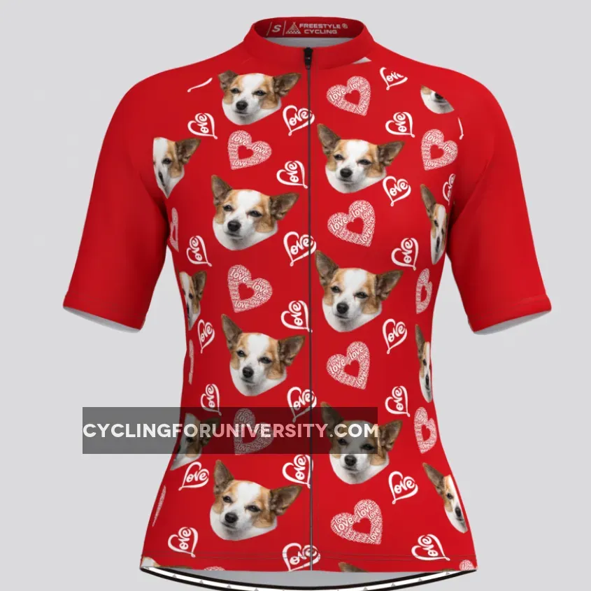 Custom Pup Face V4 Women's Jersey-Red Restock