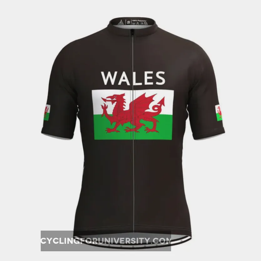 Wales Flag Men's Cycling Jersey Black Outlet