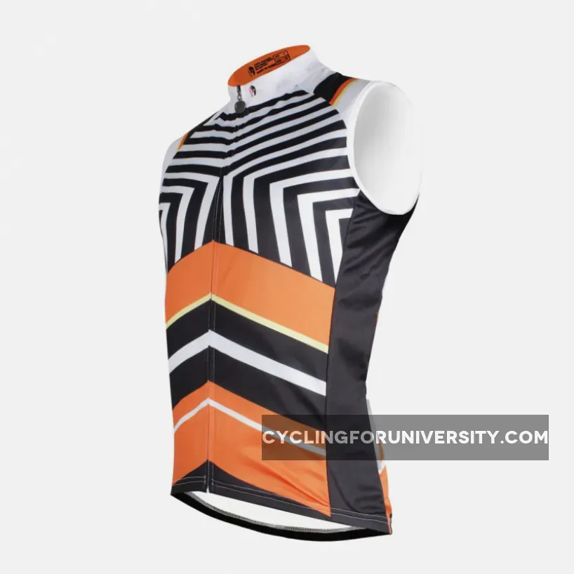 Stripy Orange Men's Cycling Sleeveless Bike Jersey T-shirt Summer Spring Road Bike Wear Mountain Bike MTB Clothes Sports Apparel Top NO.W 673