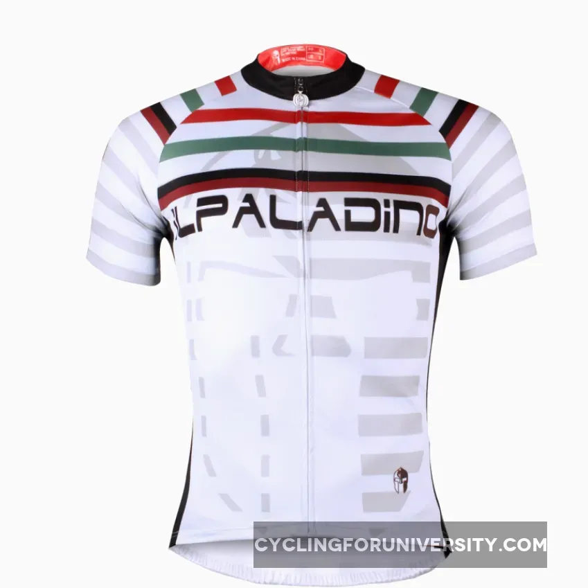 Ilpaladino Multi-Strip White Men's Breathable Short-Sleeve Cycling Jersey Bicycling Shirts Summer Quick Dry Sport Wear NO.704